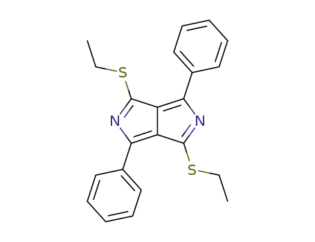 Molecular Structure of 108472-40-8 (1,4-Bis-ethylsulfanyl-3,6-diphenyl-pyrrolo[3,4-c]pyrrole)