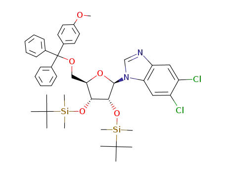 Molecular Structure of 137016-60-5 (5,6-dichloro-1-(2,3-di-O-tert-butyldimethylsilyl-5-O-p-methoxytrityl-β-D-ribofuranosyl)benzimidazole)