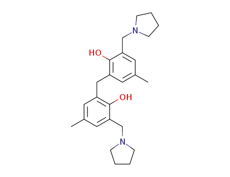 Molecular Structure of 119073-39-1 (bis-(2-hydroxy-5-methyl-3-pyrrolidinomethyl-phenyl)-methane)