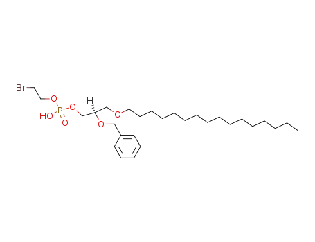 Molecular Structure of 91274-00-9 (Phosphoric acid, mono(2-bromoethyl)
mono[3-(hexadecyloxy)-2-(phenylmethoxy)propyl] ester, (R)-)