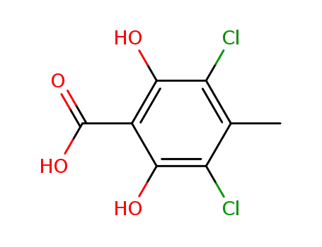 Molecular Structure of 73855-53-5 (3,5-Dichloro-2,6-dihydroxy-4-methylbenzoic acid)