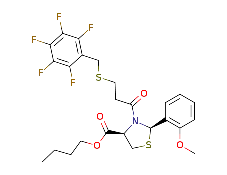 Molecular Structure of 82855-10-5 (butyl (2R,4R)-2-(2-methoxyphenyl)-3-(S-2,3,4,5,6-pentafluorobenzyl-3-mercaptopropionyl)-4-thiazolidinecarboxylate)