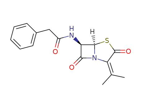 Molecular Structure of 17276-73-2 (Benzeneacetamide,N-[(5R,6R)-2-(1-methylethylidene)-3,7-dioxo-4-thia-1-azabicyclo[3.2.0]hept-6-yl]-)