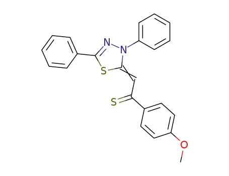 Molecular Structure of 19813-20-8 (2-(3,5-diphenyl-3<i>H</i>-[1,3,4]thiadiazol-2-ylidene)-1-(4-methoxy-phenyl)-ethanethione)