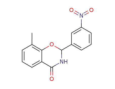 Molecular Structure of 52942-43-5 (8-methyl-2-(3-nitro-phenyl)-2,3-dihydro-benzo[<i>e</i>][1,3]oxazin-4-one)