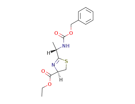 Molecular Structure of 17337-88-1 ((<i>R</i>)-2-((<i>S</i>)-1-benzyloxycarbonylamino-ethyl)-4,5-dihydro-thiazole-4-carboxylic acid ethyl ester)