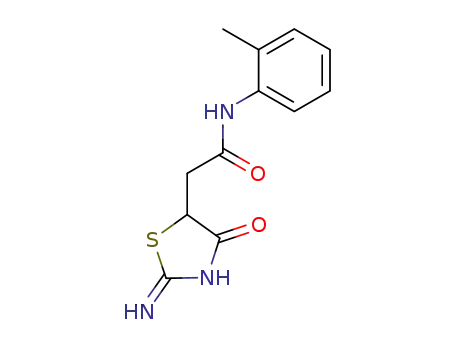 Molecular Structure of 132372-33-9 (2-(2-imino-4-oxothiazolidin-5-yl)-N-(o-tolyl)acetamide)