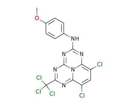Molecular Structure of 91757-85-6 (7,9-dichloro-N-(4-methoxyphenyl)-5-(trichloromethyl)-1,3,4,6,9b-pentaazaphenalen-2-amine)