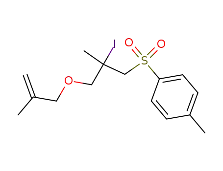 Molecular Structure of 139471-37-7 (Benzene,
1-[[2-iodo-2-methyl-3-[(2-methyl-2-propenyl)oxy]propyl]sulfonyl]-4-methyl
-)