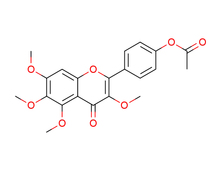 Molecular Structure of 111161-59-2 (2-(4-acetoxy-phenyl)-3,5,6,7-tetramethoxy-chromen-4-one)
