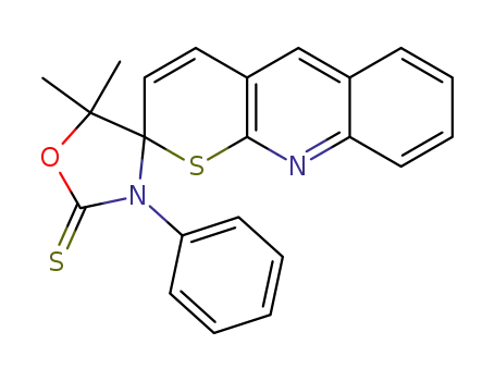 Molecular Structure of 137890-30-3 (Spiro[oxazolidine-4,2'-[2H]thiopyrano[2,3-b]quinoline]-2-thione,
5,5-dimethyl-3-phenyl-)