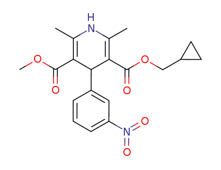 Molecular Structure of 86781-07-9 (cyclopropylmethyl methyl 2,6-dimethyl-4-(3-nitrophenyl)-1,4-dihydropyridine-3,5-dicarboxylate)