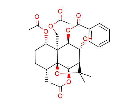 Molecular Structure of 122475-52-9 (2H-3,9a-Methano-1-benzoxepin-4,5,6,10-tetrol,5a-[(acetyloxy)methyl]octahydro-2,2,9-trimethyl-, 6,10-diacetate 5-benzoate,(3R,4R,5R,5aS,6S,9R,9aS,10R)- (9CI))