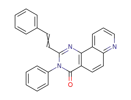 Molecular Structure of 91118-82-0 (Pyrido[2,3-h]quinazolin-4(3H)-one, 3-phenyl-2-(2-phenylethenyl)-, (E)-)