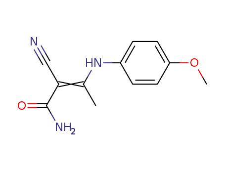 Molecular Structure of 120651-01-6 (2-CYANO-3-(4-METHOXYANILINO)-2-BUTENAMIDE)