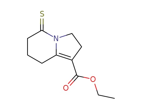 Molecular Structure of 78312-57-9 (1-Indolizinecarboxylic  acid,  2,3,5,6,7,8-hexahydro-5-thioxo-,  ethyl  ester)