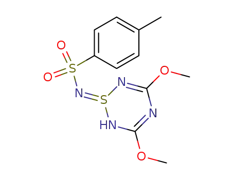 Molecular Structure of 76567-92-5 (2H-1,2,4,6-Thiatriazine,
1,1-dihydro-3,5-dimethoxy-1-[[(4-methylphenyl)sulfonyl]imino]-)
