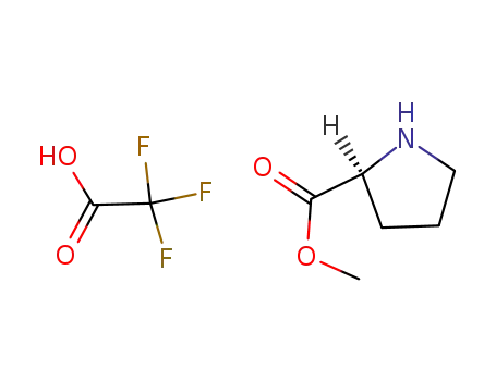 Molecular Structure of 42460-90-2 ((S)-Pyrrolidine-2-carboxylic acid methyl ester; compound with trifluoro-acetic acid)