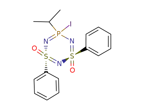 Molecular Structure of 100042-39-5 ((1S,3S)-5-Iodo-5-isopropyl-1,3-diphenyl-5λ<sup>5</sup>-[1,3,2,4,6,5]dithiatriazaphosphinine 1,3-dioxide)