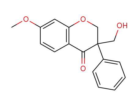 Molecular Structure of 94104-29-7 (3-hydroxymethyl-7-methoxy-3-phenyl-2,3-dihydro-4H-1-benzopyran-4-one)
