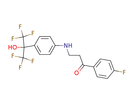 Molecular Structure of 132428-02-5 (1-(4-Fluorophenyl)-3-([N-[4-(2,2,2-trifluoro-1-hydroxy)-1-(trifluoromethyl)ethyl]phenyl]amino)-1-propanone)