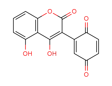 Molecular Structure of 113138-85-5 (2,5-Cyclohexadiene-1,4-dione,
2-(4,5-dihydroxy-2-oxo-2H-1-benzopyran-3-yl)-)