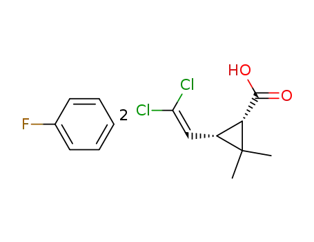 Molecular Structure of 137547-95-6 ((1S,3S)-3-(2,2-Dichloro-vinyl)-2,2-dimethyl-cyclopropanecarboxylic acid; compound with fluoro-benzene)