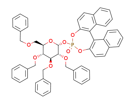 Molecular Structure of 82300-62-7 (4-((2R,3R,4S,5R,6R)-3,4,5-Tris-benzyloxy-6-benzyloxymethyl-tetrahydro-pyran-2-yloxy)-3,5-dioxa-4-phospha-cyclohepta[2,1-a;3,4-a']dinaphthalene 4-oxide)