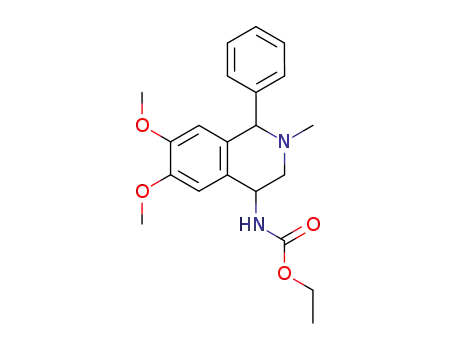 Molecular Structure of 114524-08-2 (Carbamic acid,
(1,2,3,4-tetrahydro-6,7-dimethoxy-2-methyl-1-phenyl-4-isoquinolinyl)-,
ethyl ester)