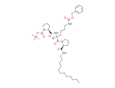 Molecular Structure of 148417-54-3 ((S)-2-[(S)-5-Benzyloxycarbonylamino-1-((S)-2-dodecylcarbamoyl-pyrrolidine-1-carbonyl)-pentylcarbamoyl]-pyrrolidine-1-carboxylic acid tert-butyl ester)