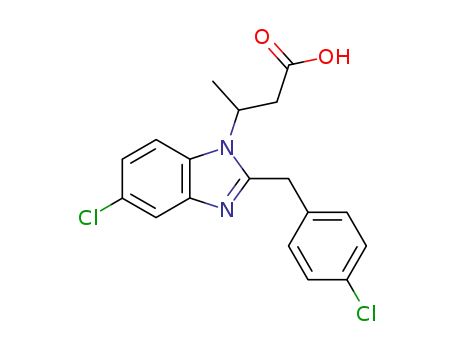 Molecular Structure of 141246-03-9 (3-[5-chloro-2-(4-chlorobenzyl)-1H-benzimidazol-1-yl]butanoic acid)