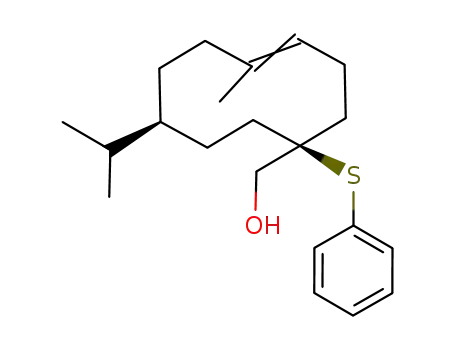 Molecular Structure of 91201-51-3 (4-Cyclodecene-1-methanol, 5-methyl-8-(1-methylethyl)-1-(phenylthio)-)