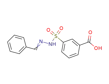 Molecular Structure of 139698-34-3 (Benzoic acid, 3-[[(phenylmethylene)hydrazino]sulfonyl]-)