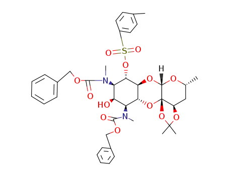 <i>N</i>,<i>N</i>'-dimethyl-<i>N</i>,<i>N</i>'-[(3a<i>R</i>)-10<i>t</i>-hydroxy-2,2,5<i>c</i>-trimethyl-8<i>c</i>-(toluene-4-sulfonyloxy)-(3a<i>r</i>,6a<i>t</i>,7a<i>c</i>,11a<i>t</i>,12a<i>t</i><i>O</i><sup>1</sup>)-octahydro-benzo[<i>b</i>][1,3]dioxolo[4',5':3,4]pyrano[2,3-<i>e</i>][1,4]dioxine-9<i>t</i>,11<i>t</i>-diyl]-bis-carbamic acid dibenzyl ester