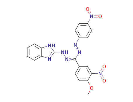 Molecular Structure of 116861-90-6 (2H-Benzimidazol-2-one, 1,3-dihydro-,
[(4-methoxy-3-nitrophenyl)[(4-nitrophenyl)azo]methylene]hydrazone)