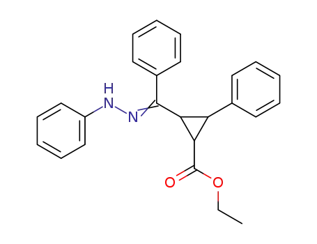 Molecular Structure of 75287-88-6 (2-Phenyl-3-[phenyl-(phenyl-hydrazono)-methyl]-cyclopropanecarboxylic acid ethyl ester)