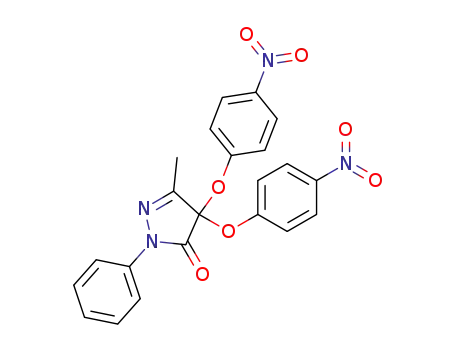 Molecular Structure of 94786-54-6 (3H-Pyrazol-3-one,
2,4-dihydro-5-methyl-4,4-bis(4-nitrophenoxy)-2-phenyl-)