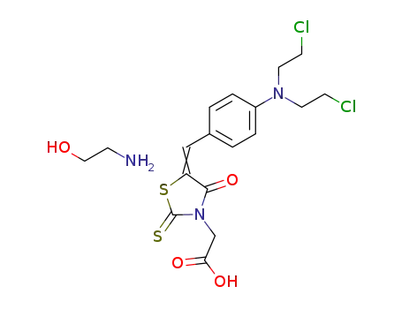 Molecular Structure of 101018-60-4 ([(5E)-5-({4-[bis(2-chloroethyl)amino]phenyl}methylidene)-4-oxo-2-thioxo-1,3-thiazolidin-3-yl]acetic acid - 2-aminoethanol (1:1))