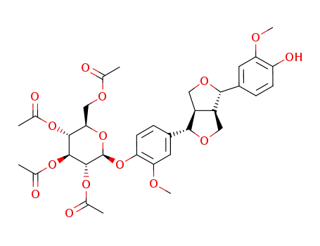 Acetic acid (2S,3R,4S,5R,6R)-4,5-diacetoxy-6-acetoxymethyl-2-{4-[(1S,3aR,4S,6aR)-4-(4-hydroxy-3-methoxy-phenyl)-tetrahydro-furo[3,4-c]furan-1-yl]-2-methoxy-phenoxy}-tetrahydro-pyran-3-yl ester