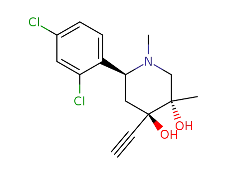 Molecular Structure of 120729-79-5 ((3S,4R,6S)-6-(2,4-dichlorophenyl)-4-ethynyl-1,3-dimethylpiperidine-3,4-diol)