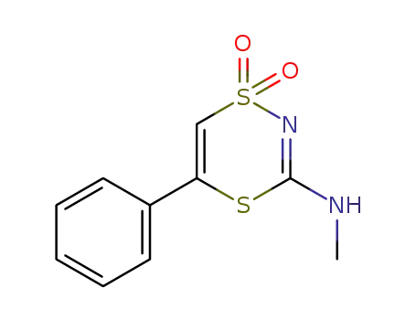 Molecular Structure of 68468-79-1 ((1,1-dioxo-5-phenyl-1<i>H</i>-1λ<sup>6</sup>-[1,4,2]dithiazin-3-yl)-methyl-amine)
