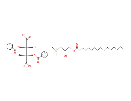 Molecular Structure of 140427-55-0 (dimethyl (3-hexadecanoyloxy-2-hydroxypropyl) sulfonium dibenzoyltartrate)