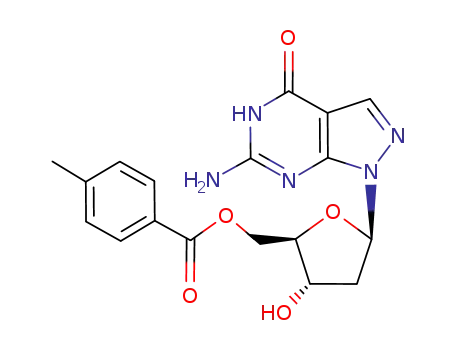 6-amino-1-<2'-deoxy-5'-O-(p-toluoyl)-β-D-erythro-pentofuranosyl>-1H-pyrazolo<3,4-d>pyrimidin-4(5H)-one