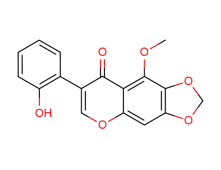 Molecular Structure of 51068-94-1 (7-(2-hydroxyphenyl)-9-methoxy-8H-[1,3]dioxolo[4,5-g]chromen-8-one)