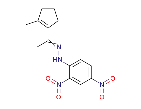 Molecular Structure of 1601-02-1 (1-(2-methyl-cyclopent-1-enyl)-ethanone-(2,4-dinitro-phenylhydrazone))