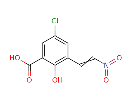 Molecular Structure of 111870-28-1 (5-chloro-2-hydroxy-3-[(E)-2-nitroethenyl]benzoic acid)