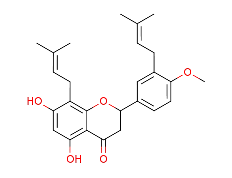 Molecular Structure of 125949-03-3 (5,7-Dihydroxy-4'-methoxy-8,3'-di-(γ,γ-dimethylallyl)flavanone)