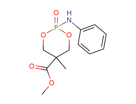 Molecular Structure of 27247-47-8 (methyl 5-methyl-2-(phenylamino)-1,3,2-dioxaphosphinane-5-carboxylate 2-oxide)
