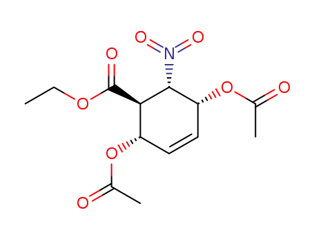 t-6-Nitro-t-5,2-di-acetoxy-3-cyclohexen-r-1-carbonsaeureaethylester