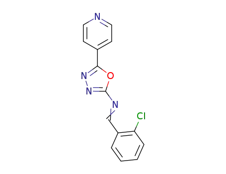 Molecular Structure of 117616-33-8 ([1-(2-Chloro-phenyl)-meth-(E)-ylidene]-(5-pyridin-4-yl-[1,3,4]oxadiazol-2-yl)-amine)